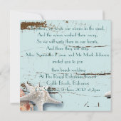 ウッド素朴ブルーシーシェルコーストビーチ結婚式 招待状 (裏面)