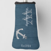 ウッド素朴ブルー航海のいかりモノグラム ゴルフヘッドカバー (回転90)