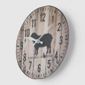 ウッド素朴プランクカスタムファミリーネームシープラーグ ラージ壁時計 (傾斜)