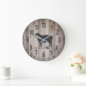 ウッド素朴プランクカスタムファミリーネームシープラーグ ラージ壁時計 (ホーム)