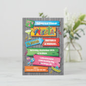 ウッド素朴プランクスメキシカンフィエスタパーティの招待状 招待状 (スタンド正面)