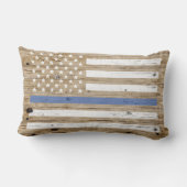ウッド素朴プリントシンブルーラインUSAフラグ名 ランバークッション (裏面)