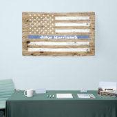 ウッド素朴プリントシンブルーラインUSAフラグ名 横断幕 (トレードショー)