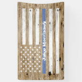 ウッド素朴プリントシンブルーラインUSAフラグ名 横断幕 (縦)