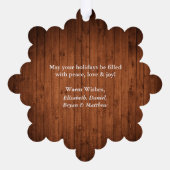 ウッド素朴プリントメリークリスマスフォト オーナメントカード (裏面)