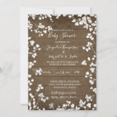 ウッド素朴ベイビーズブレスフローラベビーガールシャワー 招待状 (正面)
