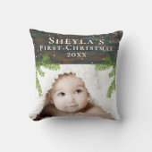 ウッド素朴ベビーの初めてのクリスマス写真 クッション (正面)