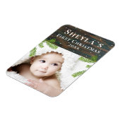 ウッド素朴ベビーの初めてのクリスマス写真 マグネット (左側)