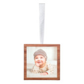 ウッド素朴ベビー初めてのクリスマス3枚フォト キューブオーナメント (右)