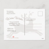 ウッド素朴ベージュトナカイのクリスマス家族の写真 シーズンポストカード (裏面)