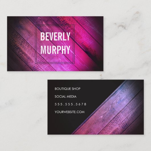 ウッド素朴ホットピンクエンベリーシメントビネット 名刺 (正面/裏面)