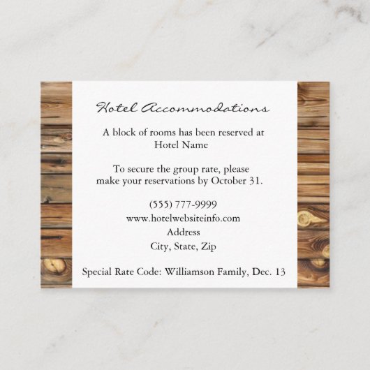 ウッド素朴ホテルアコモデーションエンクロージャカード エンクロージャーカード (正面)