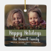 ウッド素朴ホリデーカスタムファミリーフォト セラミックオーナメント (裏面)