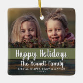 ウッド素朴ホリデーカスタムファミリーフォト セラミックオーナメント (正面)