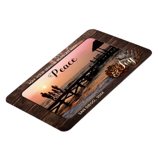 ウッド素朴ホリパーソナライズされたーフォトマグネット マグネット (左側)