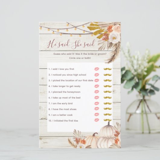 ウッド素朴ホワイトクリーム彼は彼女はゲームカードと言った (スタンド正面)