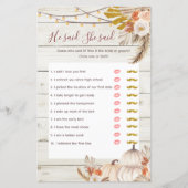 ウッド素朴ホワイトクリーム彼は彼女はゲームカードと言った (正面)