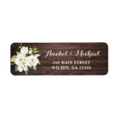 ウッド素朴ホワイトフラワー差出人住所ラベル ラベル (正面)