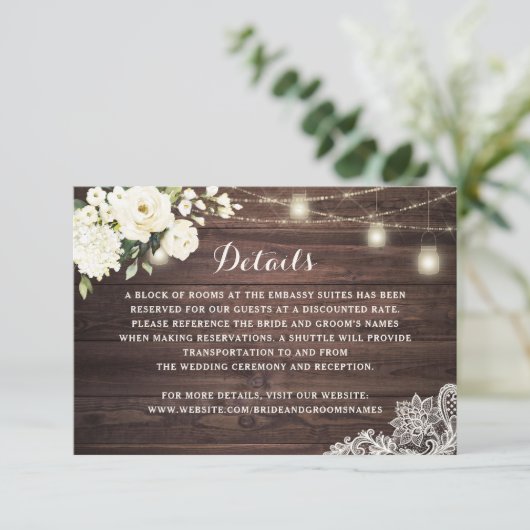 ウッド素朴ホワイトフローラレ結婚ースの詳細情報 招待状 (スタンド正面)