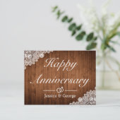 ウッド素朴ホワイトレースのハッピーアニバーサリーグリーティング 案内ポストカード (スタンド正面)
