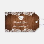 ウッド素朴ホワイトレース卒業おめでとう ギフトタグ (正面(横))