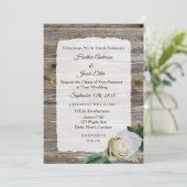 ウッド素朴ホワイトローズエレガントな結婚式招待状 招待状 (スタンド正面)