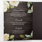 ウッド素朴ホワイトローゼズメイソンジャーQRコー結婚ド 三つ折り招待状 (内部最初)