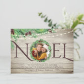 ウッド素朴ボタニカルパインリースNOEL 1写真 シーズンカード (スタンド正面)