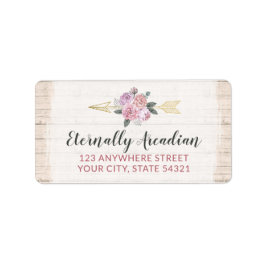 ウッド素朴ボヘミアンフローラ矢印ピンクアドレス ラベル