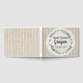 ウッド素朴ボホアローズ&ブルーフローラズ結婚ズ ゲストブック (全面)