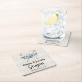 ウッド素朴ボホアローズ&ブルーフローラズ結婚ズ スクエアペーパーコースター (インサイチュ)