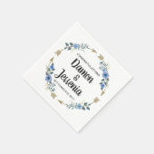 ウッド素朴ボホアローズ&ブルーフローラズ結婚ズ スタンダードカクテルナプキン (角)