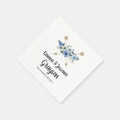 ウッド素朴ボホアローズ&ブルーフローラズ結婚ズ スタンダードカクテルナプキン (角)