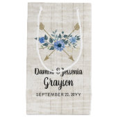 ウッド素朴ボホアローズ&ブルーフローラズ結婚ズ スモールペーパーバッグ (正面)