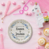 ウッド素朴ボホアローズ&ブルーフローラズ結婚ズ ペーパープレート (パーティー)