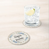 ウッド素朴ボホアローズ&ブルーフローラズ結婚ズ ラウンドペーパーコースター (インサイチュ)