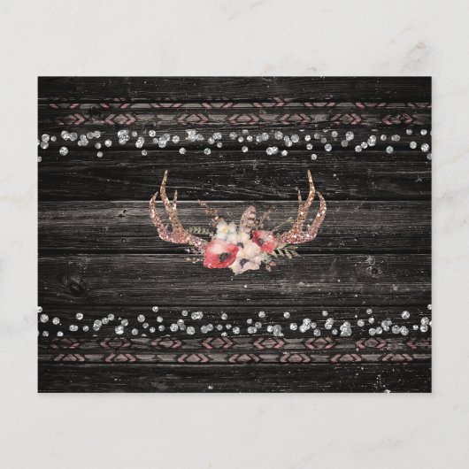 ウッド素朴ボホシック写真結婚式の日付を保存 (裏面)