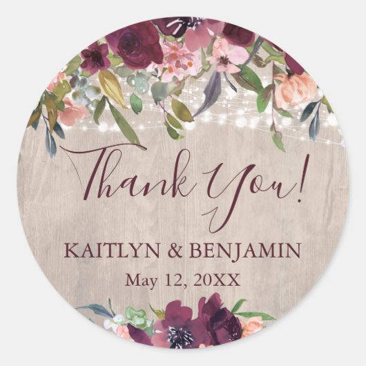 ウッド素朴ボーフローラライツ結婚ズ ラウンドシール (正面)