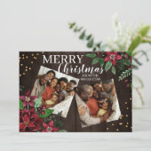 ウッド素朴ポインセチアフローラ紙吹雪クリスマス シーズンカード (スタンド正面)