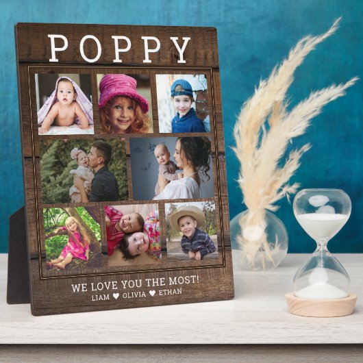 ウッド素朴ポピー私たちはあなたを愛する8フォトコラージュ フォトプラーク (側面)