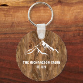 ウッド素朴マウンテンズパーソナライズされたファミリーレイクスキー キーホルダー (正面)