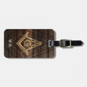 ウッド素朴マソニック荷物タグ |フリーメーソンの贈り物 ラゲッジタグ (正面横)