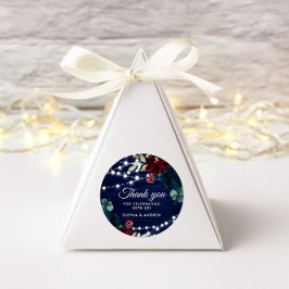 ウッド素朴マルサラ&ネイビーブルーの花 ラウンドシール