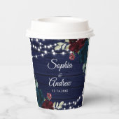 ウッド素朴マルサラ&ネイビーブルーの花 紙コップ (裏面)