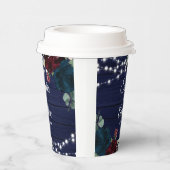 ウッド素朴マルサラ&ネイビーブルーの花 紙コップ (右)