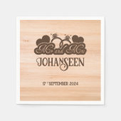 ウッド素朴ミスター・アンド・ミセス・ファーエレガントムハウス結婚ズ スタンダードカクテルナプキン (正面)