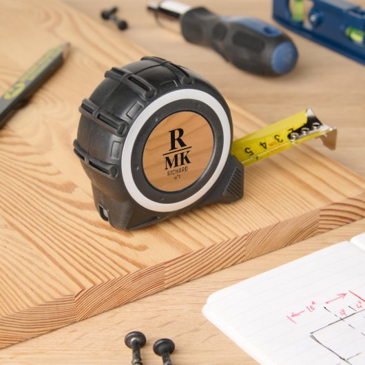 ウッド素朴ミニマリスト3イニシャルモノグラム メジャー (ウッドワーク)