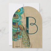 ウッド素朴ミュージカル孔雀バードケージフェザー 招待状 (裏面)