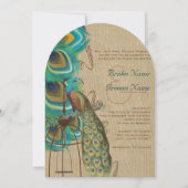 ウッド素朴ミュージカル孔雀バードケージフェザー 招待状 (正面)