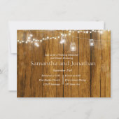 ウッド素朴メイスンジャーぶら下がったのライツリハーサル 招待状 (正面)